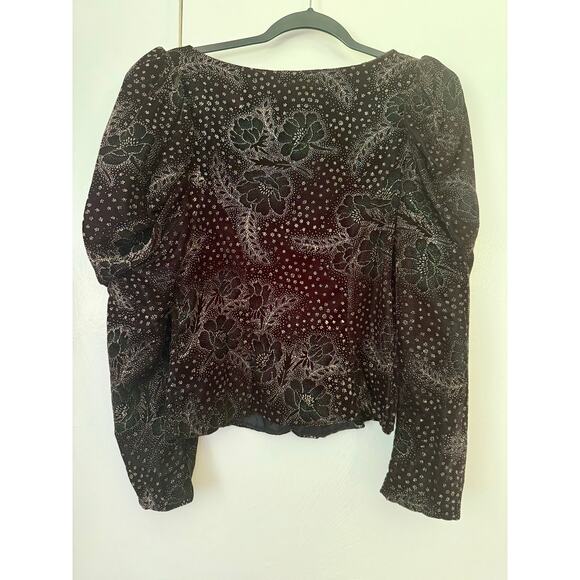 80s Scott McClintock Velvet Purple Puff Juliet sleeve glitter top Shacket Small - Picture 3 of 7